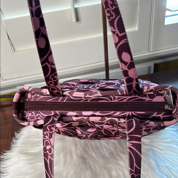 HARVEYS Seatbelt Classic Brown & Pink Leaf and Florals Shoulder Bag Vintage EC - Picture 7 of 17